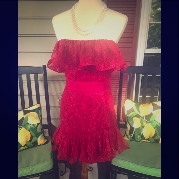 Dresses & Skirts - Pearl by Georgina Chapman Red Lace Dress Size 12